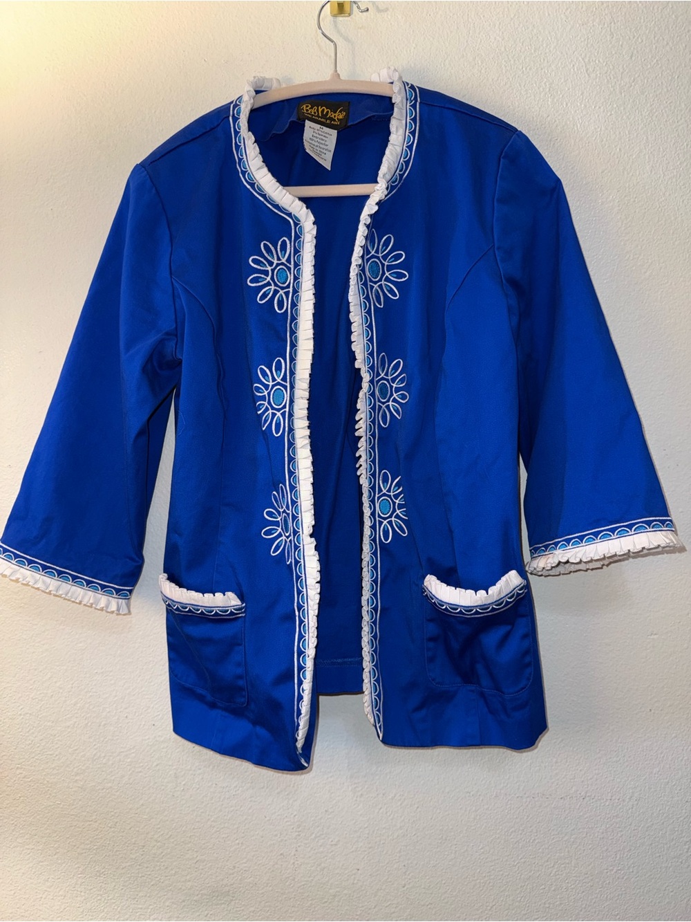 Bob Mackie Royal Blue Jacket with White Trim